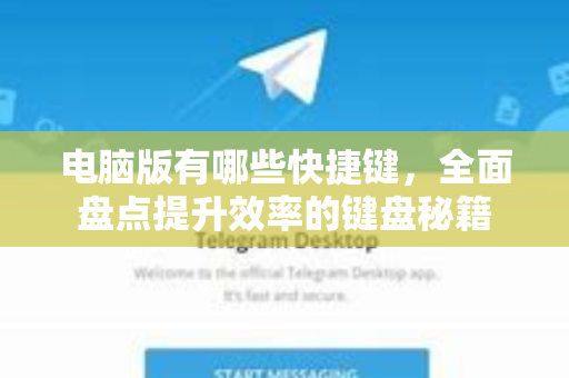 电脑版有哪些快捷键，全面盘点提升效率的键盘秘籍-第1张图片-Telegram官网-纸飞机官网下载-多平台官方版本