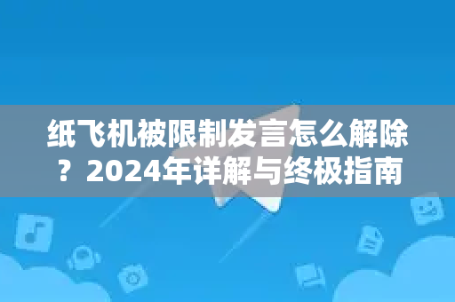 纸飞机被限制发言怎么解除？2024年详解与终极指南